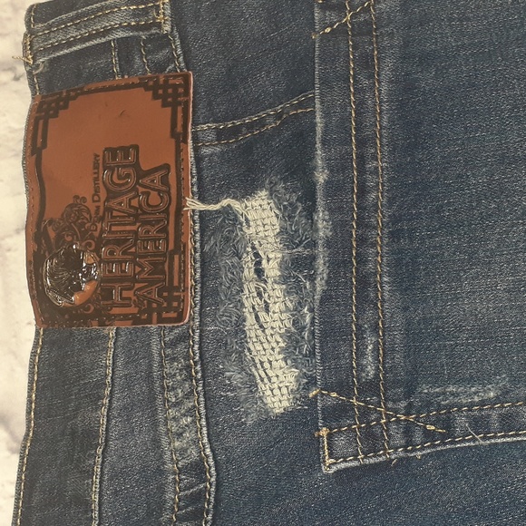 Heritage America Distressed Dark Indigo Denim Jeans Size 38X34 - Picture 5 of 14